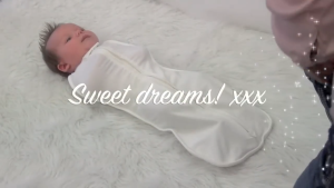 Woombie Original Lightweight and Breathable Swaddle - Navy Stripe Pink Trim (0-3m)