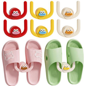 4Pcs Slippers Rack Wall Mounted Bathroom Slipper Hook Cartoon Slipper Drying Rack Punch Free Storage Hooks