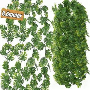 【Hibeautylife】8.6m Fake Green Ivy Vine Artificial Garland Hanging Vines Wedding Party DIY Crafts Decorations Creeper Rattan Plants for Wall Decor