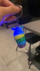 Móc Khóa Chú Sâu Cầu Vồng Phát Sáng LINDO Quà Tặng Đáng Yêu Móc Khóa Dễ Thương Xinh Xắn Treo Balo Cặp