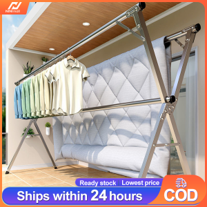 NINI 240cm Stainless Steel Drying Rack Extendable Cloth Hanger Telescopic Clothes Drying Rack Laundry Rck Penyidai Baju Rak 不锈钢衣架 And 20 Hooks