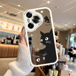 Huawei Pura80 Phone Case Mirror Funny Cat P60Pro Makeup Mirror P40/P50 Lens Full Cover P30/P20 Cartoon 70Ultra Womens New Soft Silicone Anti-Fall