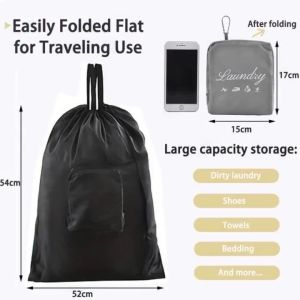 Travel Laundry Bag Upgrade Foldable Collapsible Clothes Bag for Travel organizer with Drawstring Closure Foldable Dirty Clothes bags