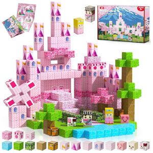 Princess Castle World Magnetic Block Set Fantasy Girl Magnetic Building Blocks Mine World Magnet Cube Birthday Gift Toy