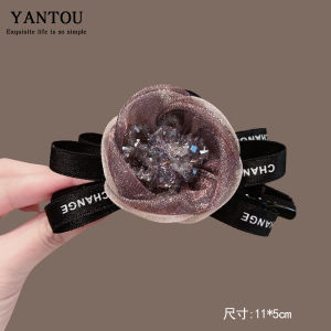 Large Size Mesh Sparkling Diamond Rose Flower Hair Claw Clip Half Updo Shark Clamp Korean Style Acrylic Hair Accessories