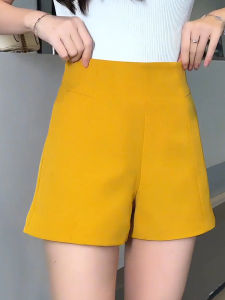 MEITESIJIAONU | Lightweight High Waisted A-Line Wide Leg Shorts Yellow