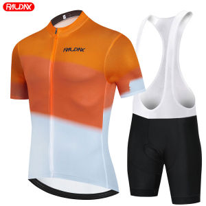 RAUDAX Mens Cycling Jerseys Set Summer MTB Team Clothes Short Sleeve Uniform Triathlon Skinsuit Ropa De Hombre Cycling Clothing