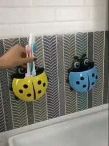 Tempat Sikat Gigi & Odol Model Kumbang Tempel Dinding Tanpa Bor Ladybug Toothbrush Holder