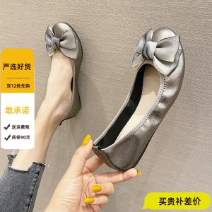 Flat Bottom Womens Ballet Flats Spring 2024 New Style Large Size 43 Soft Bottom Versatile Egg Roll Shoes for Daily Wear