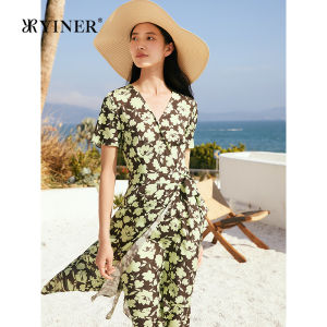 Summer Elegance Fashion Print V-Neck Dress