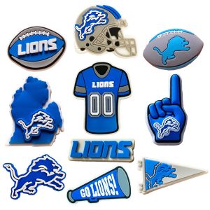 10 Chiếc Giày Đá Bóng Quyến Rũ PVC Trang Trí Cho Guốc Bong Bóng Trượt Dép Lions Series-Phụ Kiện Quà Tặng Ủng Hộ Đảng