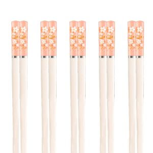 5 Pair Japanese Chopsticks Non-Slip Sushi Chop Sticks Set Chinese Eco-Friendly Reusable Amber Sakura Pattern Chopsticks Kitchen