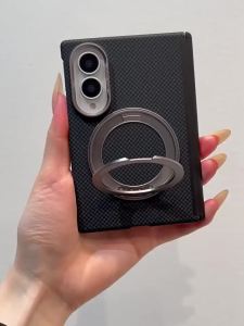 Metal Lens Hard Magnetic Cover for Samsung Galaxy Z Fold 8 360 Metal Rotating Ring Kickstand Holder Leather Case