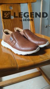 LEGEND-123 Brown Genuine Leather Mens Slip-on Casual Lightweight Lifestyle Shoes