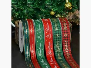 5 Meters Christmas Ribbon 15mm 25mm Grosgrain Satin Ribbons for Christmas Gift Wrapping Yule Decoration DIY Handmade Crafts