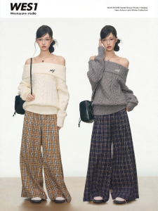 WESTAYONE | Bộ Quần Áo Sweater Dáng Trễ Vai
