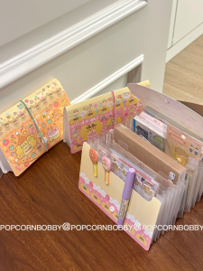 Original Design PopcornBobby Accordion Paper Storage Bag Fried Dog Sticker PP Accordion Page Notebook Stationery Organizer