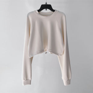 2024 New Fashionable Drawstring Short Sweatshirt Womens Sporty Outerwear Loose Top Running Jacket Slimming Fitness Clothing