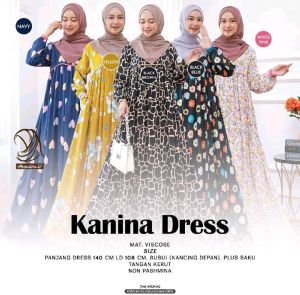 KANINA DRES - GAMIS KEKINIAN BAHAN VISCOSE MOTIF CANTIK | BUSUI FRIENDLY | LENGAN KERUT BY ANNAIRA.ID