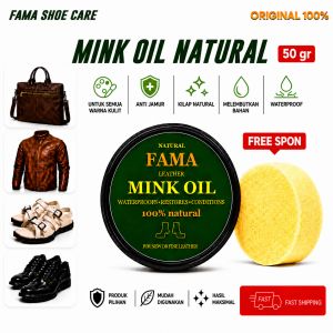 FAMA - MINK OIL 50 GR - BONUS SPON- SEMIR SEPATU KULIT - FAMASHOECARE