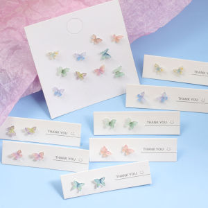 Colorful Butterfly Earring Set S925 Silver Needle Korean-style Elegant Cute Miniature Jewelry for Women
