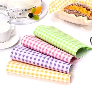100Pcs Checkered Deli Basket Food Liner Wrap Greaseproof Paper for Chicken Wings Burger Nachos
