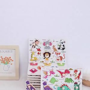 Puzzle Edekasi Anak Kayu Puzzel Knob Kayu Puzle Wooden Mainan Pengenalan Animal Huruf Angka Transportasi Buah