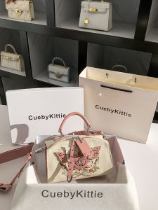 Cueby Kittie Vintage Butterfly Boston Bag Womens Crossbody Shoulder Bag Trendy Lightweight 2025 New Style Leather Handbag