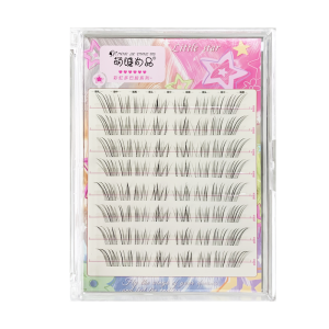 MENGJIESHANGPIN | Natural Looking Fox Series False Eyelashes Transparent Stem No Glue Required Slanted Flight Easy To Use Waterproof Human Hair Fiber