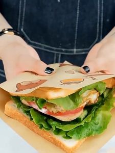 50pcs Sandwich Wrappers Wax Paper Greaseproof Non-Stick Parchment Paper Cute Kawaii Pattern Food Wrapper Bread Paper Bag Burger Cookies Snack Packaging Bag