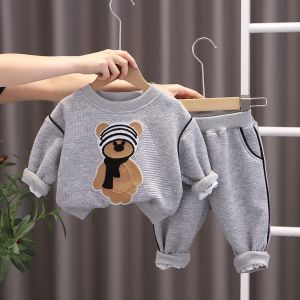 Stylish Spring Fashion Two-Piece Set for Boys Baby Boy Clothes Cute Cartoon Print Cotton Polyester Blend Comfortable Spring Outfit