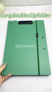 Long Clipboard Double Clip File Organizer File Folde Writing Pad Legal Size With Cover Strap