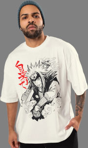 Bandai | Naruto Jiraiya T-Shirt Men Summer Anime Sannin Graphic Tee Japanese Manga Streetwear Short Sleeve Oversized Top