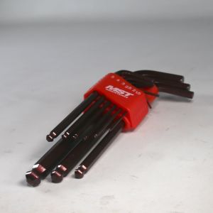 MST Kunci L Sedang L-Bulat Set 9pcs Material S2 Titanium Coating Ukuran 1.5-9mm Hex Key Long Length
