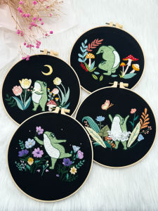 Traditional Shandong Embroidery DIY Kit Creative Childrens Fabric Art Stitching Material Package for Hand Embroidering Frogs