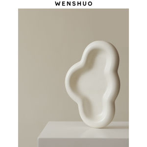 ถาดใส่จิวเวลรี่แบบมีฝาปิดอ้วนถาดหรูหราสำหรับวางของประดับเมฆน่ารักMatte Crème WENSHUO บ้าน