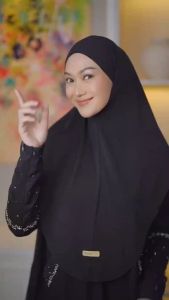 Jilbab Husna Non Pad Bergo 2N1 Lesti Kerudung Lesty Bahan Jersey Premium