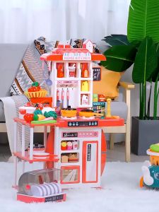 High-quality95CM kitchen toys set for girls big size real steam working mini kitchen toy set cooking toys multifunctional Kitchen set girls cooking spray tabletop toys