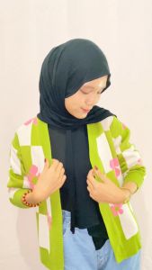 tr3az - Cardigan Rajut Sweater Wanita Motif Flowers Lengan Panjang Premium