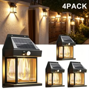1/2/4Pack Solar-Powered Outdoor Wall Lights with Motion Sensors LED Solar Security Lights for Patios Gardens Backyards Garages