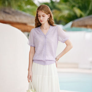 XIANGYING | Light Texture Knitted Cardigan for Women V-Neck