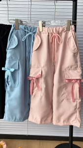 PRINCESS KESLI 2-15Years Girl Pants Long Seluar Cargo Budak Perempuan Black Pink Blue Panjang Longgar Pant For Kids Clothing