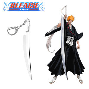 Anime Bleach Weapon Keychain Kurosaki Ichigo Hitsugaya Toushirou Katana Sword Model KeyRing for Women Men Car Pendant Jewelry