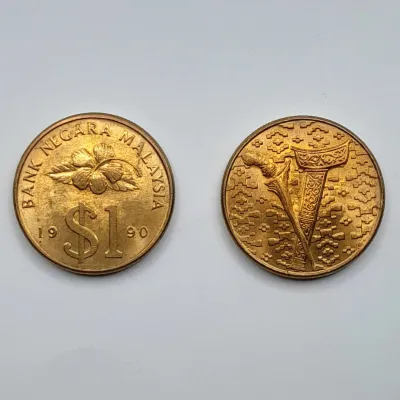 Collectibles for 1Ringgit Coins (BU Conditions)1990 Malaysia Siri 2 Duit Syiling Lama Gold Coins (1pcs)
