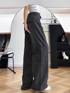 กางเกงยีนส์ทรงหลวมสไตล์อเมริกันย้อนยุคสำหรับผู้หญิงไซส์ใหญ่ กางเกงขายาวทรงตรงทรงหลวมสำหรับฤดูใบไม้ผลิและฤดูใบไม้ร่วง