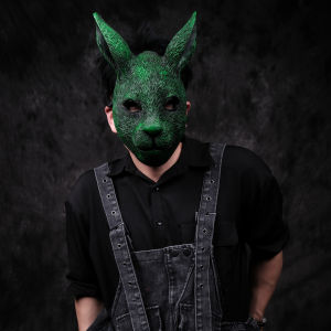 Handmade Rabbit Animal Full Face Mask Stage Performance Halloween Christmas Gold Color Masquerade Costume Accessory for Women