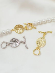 จี้รูปไม้กางเขนทองชุบทอง 18K สำหรับสร้อยข้อมือ DIY สร้อยคอ ใบไม้ OT วัสดุทำมือ อุปกรณ์ตกแต่ง เครื่องประดับแฟชั่น