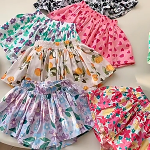 🌺🌸กระโปรงกางเกงเด็กหญิงลายดอกไม้พิมพ์ลายน่ารัก🌸 กางเกงขาสั้นพับจีบ🩳 ซัมเมอร์2025ใหม่ล่าสุด ผ้าเบาสบาย👗