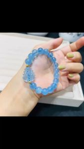 vòng tay nữ hồ ly chúa đá aquamarine tự nhiên vip mix charm bi vàng tây vòng tay đá phong thủy hợp mệnh thủy trang sức thiết kế đủ hóa đơn thẻ bảo hành