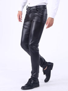 Quần Da Ống Đứng Ôm Vừa Vặn Phong Cách Hàn Quốc Cho Nam Mùa Thu Quần Dài Thường Ngày Bằng PU Quần Ống Đứng
